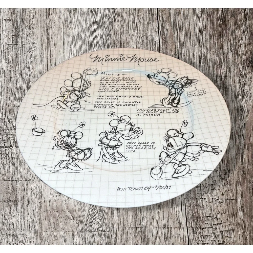 Minnie Mouse Porcelain Sketchbook Dinner Plate Disney 10.5